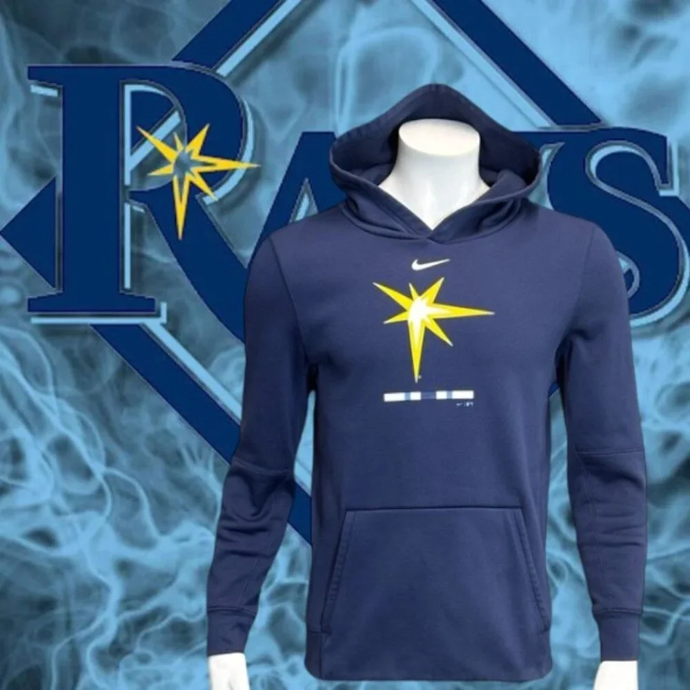 Nike Dri-Fit Tampa Bay Rays Baseball Blue Yellow Youth Pullover Hoodie XL 18/20